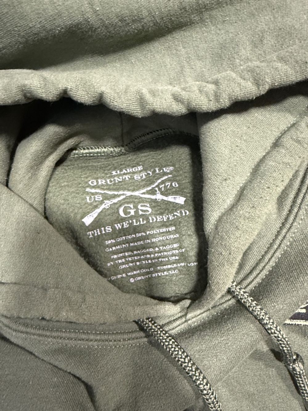 Grunt Style Olive Green Military Patch Hoodie this we’ll defend - Picture 2 of 4